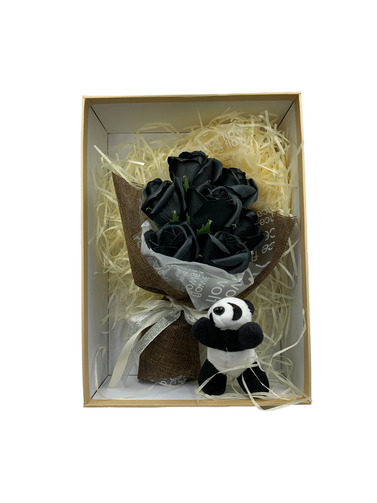 Fragrant Black Bouquet with Panda