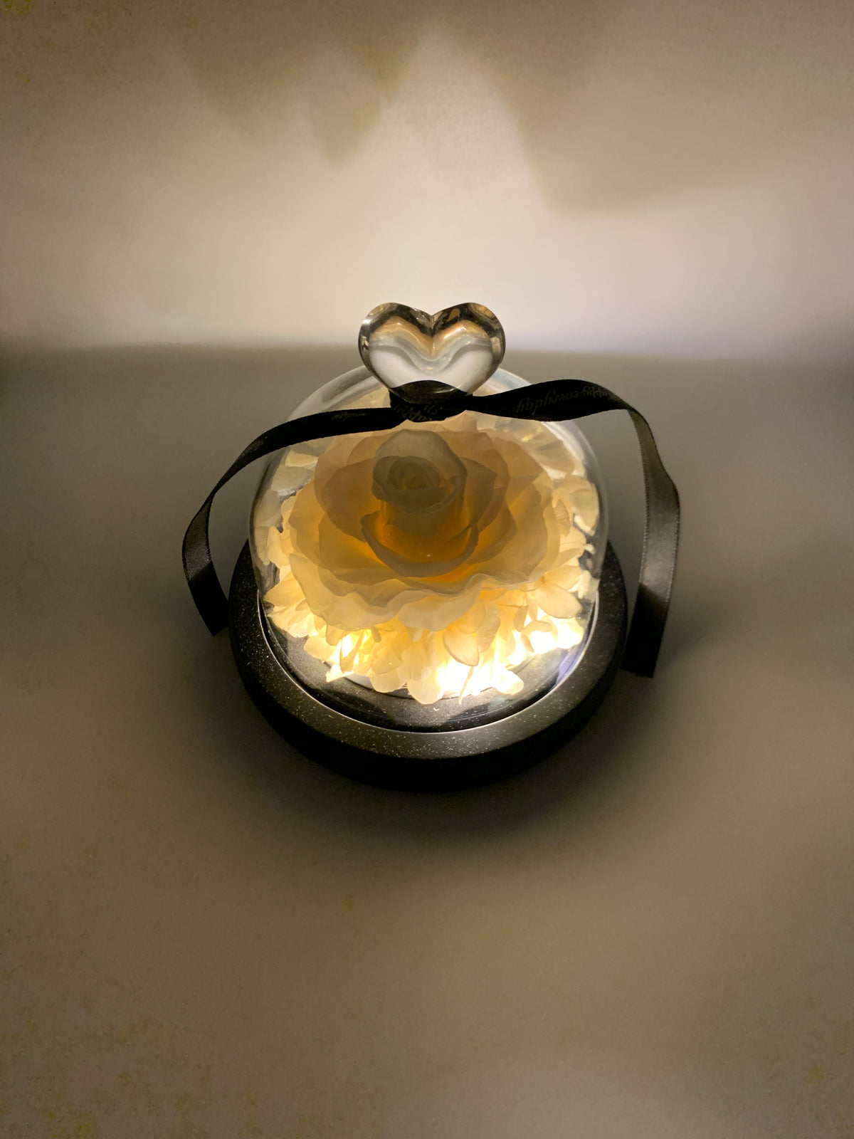 White Preserved Rose with LED