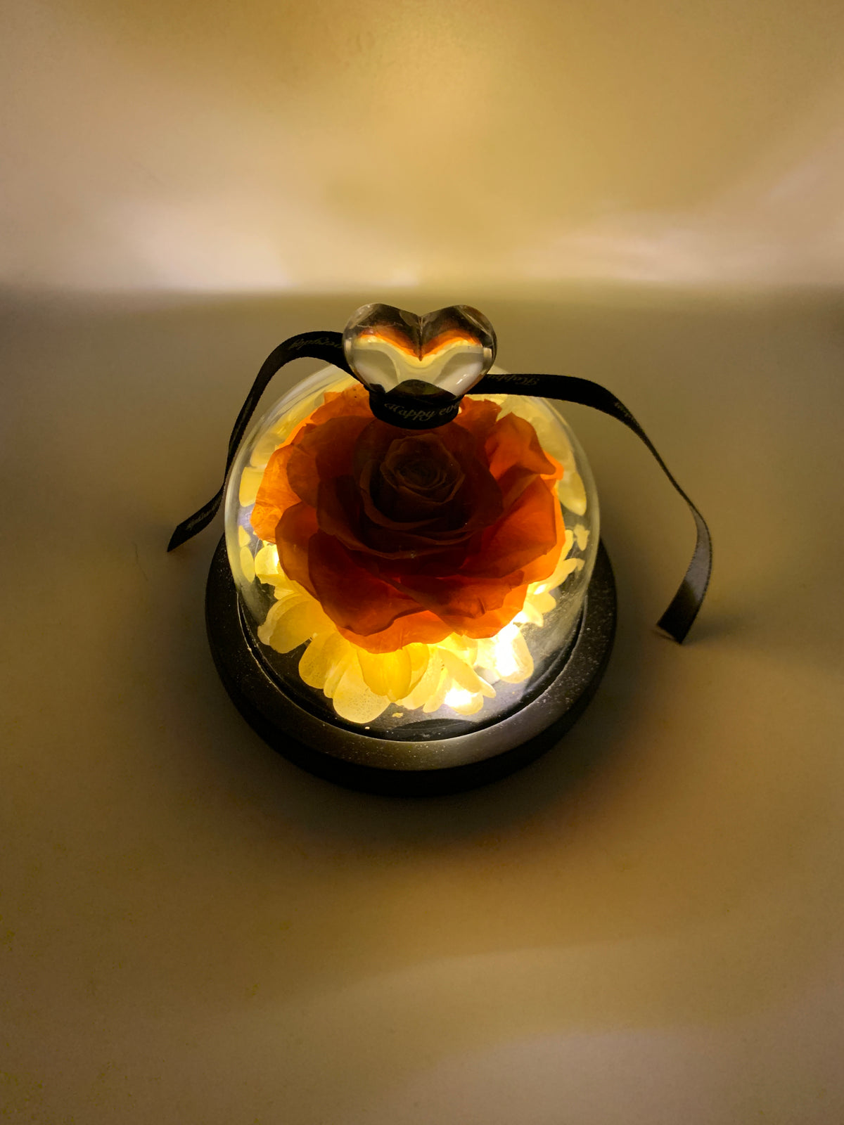 Orange Preserved Rose with LED