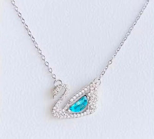 Swan Necklace Blue Stone