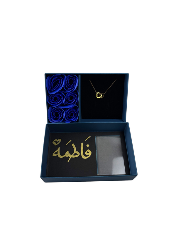 Sapphire Rose Devotion: six blue preserved roses in a keepsake gift box with plated stainless steel jewelry