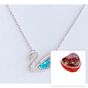 Swan Necklace · Blue Stone