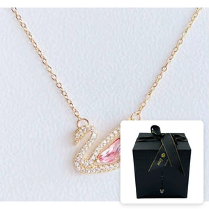 Swan Necklace · Pink Stone